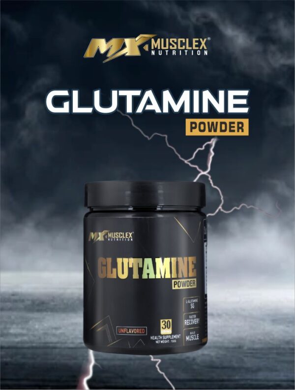 musclex nutrition glutamine 150gm banner